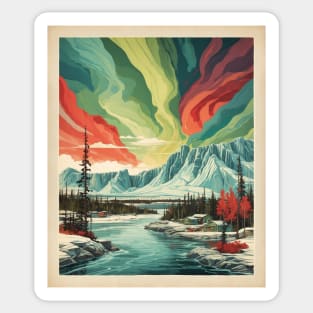 Yellowknife Canada Aurora Borealis Vintage Travel Poster Tourism Art Sticker